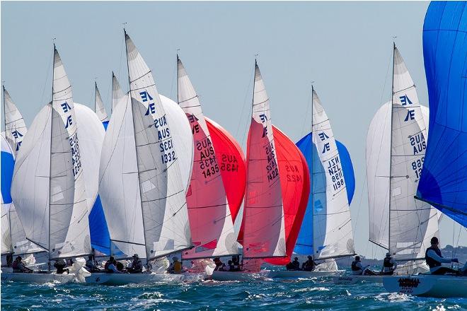 Perfect first day racing conditions off Mooloolaba - 2016 Evans Long Etchells Australasian Championship © Teri Dodds http://www.teridodds.com